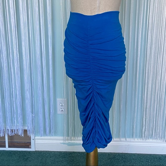 Blue Ruched Skirt - Picture 7 of 16